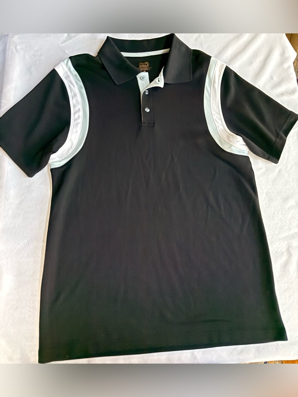Tasso Elba Black Polo with White Shoulder Panels